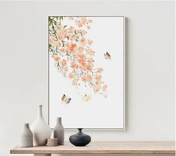 Nordic Jednoduchý Kvet, Motýľ 3 Kusy Dekoratívne Maľby Modulárny Obrázok na Stenu Umelecké Plátno na Maľovanie pre Obývacia Izba Č Rámovanie
