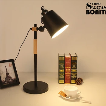 Nordic nočný stolík svietidlá pre spálne LED oko chrániť študentov koľaji lampa stolná lampa Rotujúce Dreva, Železa tabuľka svetlo