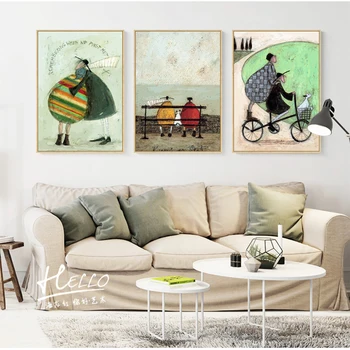 Nordic Plátno na Maľovanie Šťastná rodina pádu Láska Oceáne Wall Art Obrázky Pre Obývacia Izba Dobové Plagáty A Vytlačí Domova