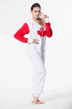 Nordic Spôsobom Unisex Playsuit Kanadskej Vlajky Jumpsuit Fleece Hoody Playsuit Všetky V Jednom Kuse