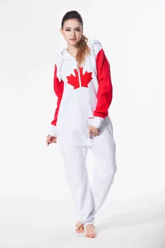 Nordic Spôsobom Unisex Playsuit Kanadskej Vlajky Jumpsuit Fleece Hoody Playsuit Všetky V Jednom Kuse