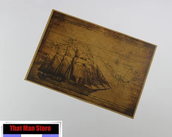 Nostalgia retro mape sveta Starovekej námorných máp vintage kraft papier plagát na stenu-nálepky cafe bar, pub maľovanie 42*30 cm