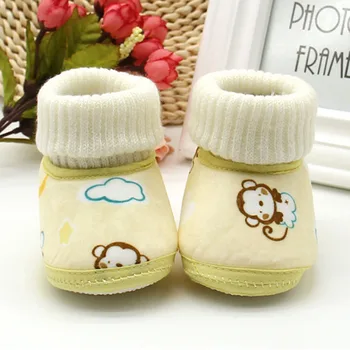 Novonarodené dieťa, chlapec a dievča roztomilý kreslený malý opice batoľa papuče bavlna topánky teplá bavlnená vlna posteľ topánky sa prvýkrát chodiť xz52