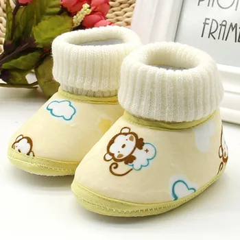 Novonarodené dieťa, chlapec a dievča roztomilý kreslený malý opice batoľa papuče bavlna topánky teplá bavlnená vlna posteľ topánky sa prvýkrát chodiť xz52