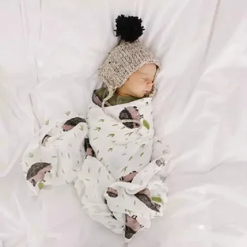 Novorodenca Mušelínu Bavlna Detská Deka Swaddling Baby Deky 120x120cm posteľná bielizeň Deka Bavlna Ovocie Dizajn Nastaviť 150g Swaddle
