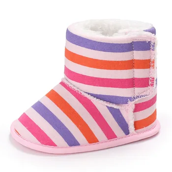 Novorodenca sneh topánka Rainbow Prúžok batoľa, dieťa chlapcov a dievčatá bavlna topánky udržať v teple prvý walker botičky mäkké dno