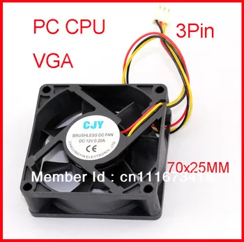Nové 12V 3Pin 7 cm 70 MM 7025 PC CPU, VGA Chladič PC Prípade Systému Cooller Ventilátor GKD