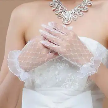 Nové 1Pair Strany Sexy Elegantné Ženy Lady Čipky Rukavice Prstové Príslušenstvo Krém na opaľovanie Leto Plné Prst Dievčatá Čipky Rukavice