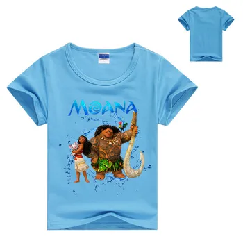 Nové 2017 Chlapca T shirt Populárne Moana Bavlna-Krátke rukávy Tlač T-shirt Deti Chlapci Dievčatá Cartoon Oblečenie DS19