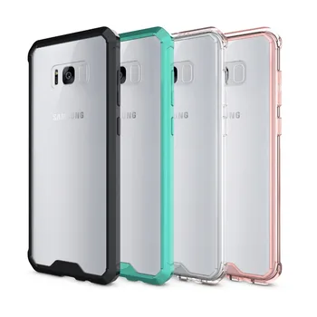 Nové 2v1 Dizajn Priehľadný Zadný Kryt S Farebnými TPU Nárazníka Jasné Prípade Rám Pre Samsung Galaxy S8 S8 Plus