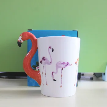 Nové 3D Flamingo Hrnček Ručne maľované Keramické Šálku Kávy Roztomilý Zvierat Hrnček