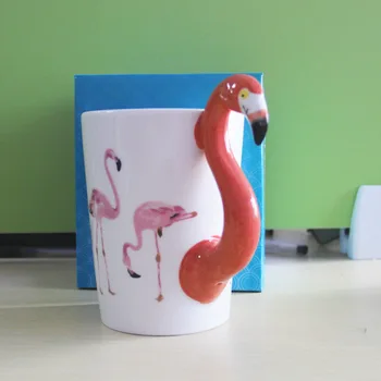 Nové 3D Flamingo Hrnček Ručne maľované Keramické Šálku Kávy Roztomilý Zvierat Hrnček