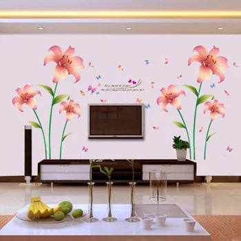 Nové 3D Lásky, Ľalie, ružové Kvety, obývacia izba domácnosti ozdobou spálne stenu, samolepky na stenu AY9274