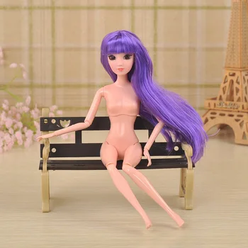 Nové 3D oko rovné vlasy spoločné nahé bábika telo s hlavou pre bábiku barbie dievčatá darček hračky