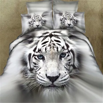 Nové 3D Tiger posteľná bielizeň Nastaviť Manželskou posteľou King Perinu s Vankúš