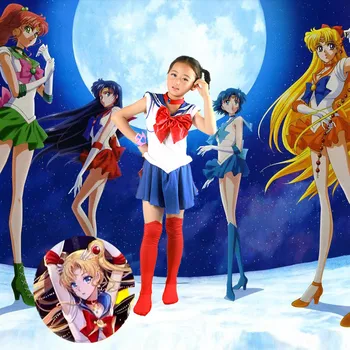 Nové Anime Super Sailor Moon Cosplay Kostýmy, Šaty Námorník Vojak Dievčatá Maškarný Deti, Deti, Oblečenie pre Halloween Party