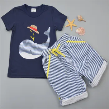 Nové Batoľa Chlapec Oblečenie Letné Módne Detské Oblečenie Deti Tepláková súprava Bavlna Pruhované Nohavice infant boys T-tričko+Krátke 2ks A238