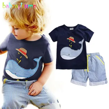 Nové Batoľa Chlapec Oblečenie Letné Módne Detské Oblečenie Deti Tepláková súprava Bavlna Pruhované Nohavice infant boys T-tričko+Krátke 2ks A238