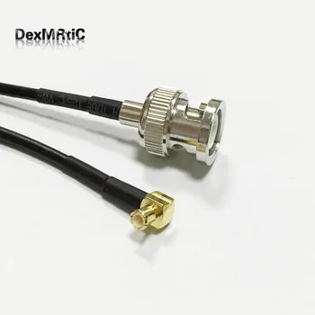 Nové BNC Samec Konektor Konektor Prepínač MCX Muž Plug Pravý Uhol Konektor pre Kábel RG174 30 CM Adaptér RF Pigtail