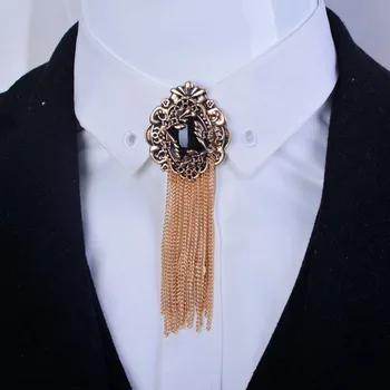 Nové Doprava Zadarmo módne pánske muž žena Headdress kórejský Medaila ženy pár strapec brošňa kravatu vzor retro barokový palác