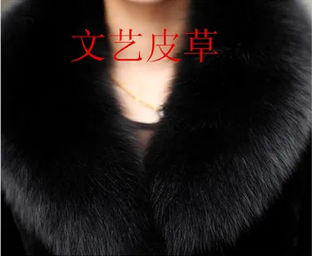 Nové doprava Zadarmo Ultralarge kožušinový kabát fox kožušiny žien kabát patchwork stredne dlhé kožušiny koža kožušiny kabát