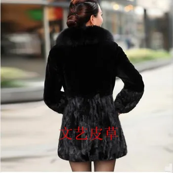Nové doprava Zadarmo Ultralarge kožušinový kabát fox kožušiny žien kabát patchwork stredne dlhé kožušiny koža kožušiny kabát