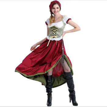 Nové dorazí!Dámske Tradičné Pivo Dievča Kostým dlhé šaty Žien francúzska Slúžka Halloween Kostýmy Bavorsko oktoberfest kostým