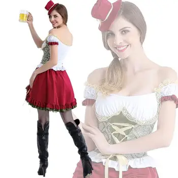 Nové dorazí!Dámske Tradičné Pivo Dievča Kostým dlhé šaty Žien francúzska Slúžka Halloween Kostýmy Bavorsko oktoberfest kostým