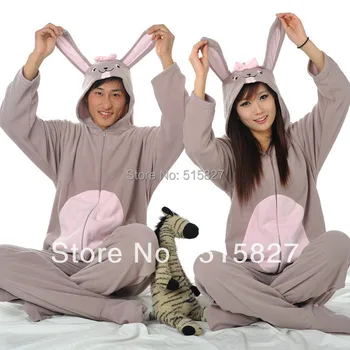 Nové Dospelých Unisex Zvierat Krásne Sivé Králik Nohy Pyžamo Sleepsuit Cosplay Sleepwear