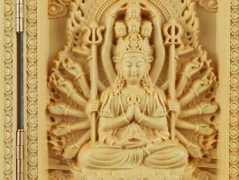 Nové Drevené Remesiel Domáce Šťastie Dekorácie Náboženské Sochy Budhu Tri Otvorené Boxy Avalokitesvara Manjusri Sapporo Bódhisattva