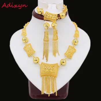 Nové Dubaj Šperky Set Náhrdelník/Náušnice/Náramok Zlatej Farby Etiópskej/Afriky/Eritrea/Arabčina Habesha Ženy, Svadobné Dary M024