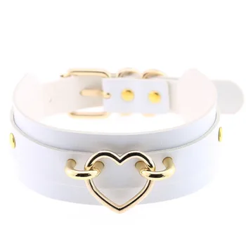 Nové Kožené choker náhrdelník darček pre ženy Choker Srdce Kovové Laserové Golier Chocker módne šperky