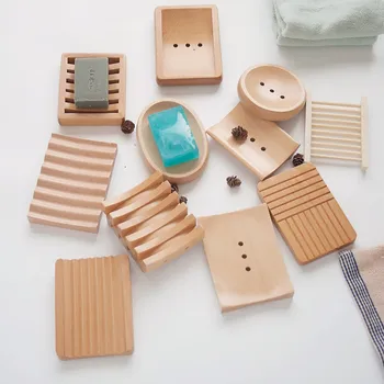 Nové Kreatívne Prírodné Bambusové drevené mydlo jedlo soapbox mydla, držiak sprchy zásobník draing rack Kúpeľňových doplnkov