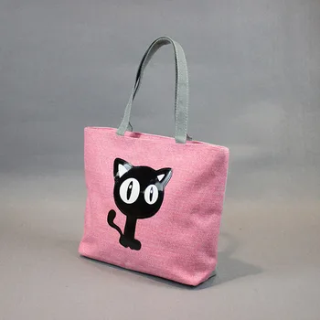 Nové Kreslené Mačky Vytlačené Žena Nakupovanie Tote Bag Veľké Plátno Kabelka Žien Ramenný Crossbody Taška Prenosná Študent Bookbag 45