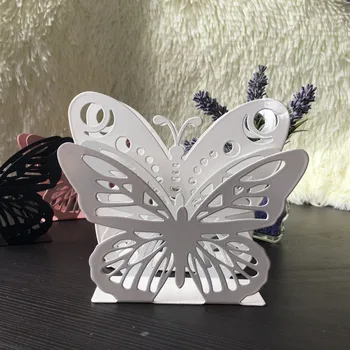 Nové Krásne kovov, ocele, železa plavidlá obrúsok papiera držiak na uterák tkaniva blok rack ríme kaviareň v tabuľke dekor box pink white butterfly