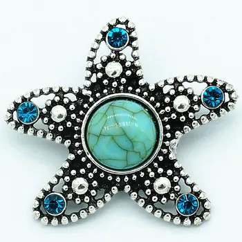 Nové KZ1397 Krásy turquoisestone vzor Slon kvety hviezdice 20 MM modul tlačidiel snap fit náramok šperky veľkoobchod