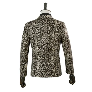 Nové leopard tlač muž bežné bunda, sako leopard kostým nočný klub bar DS spevák výkon oblečenie organizujeme ples fáze nosenie