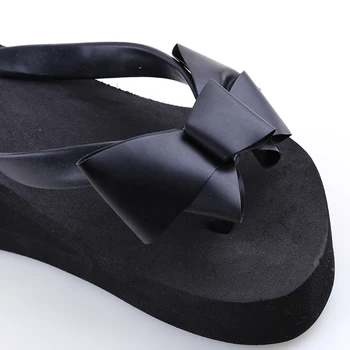 Nové Letné žabky Ženy Módne Sandále, Topánky dámske Plážové Šľapky Luk Polovice Klinu Heel Flip Flops Lady Papuče Čierna
