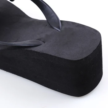 Nové Letné žabky Ženy Módne Sandále, Topánky dámske Plážové Šľapky Luk Polovice Klinu Heel Flip Flops Lady Papuče Čierna