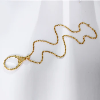 Nové lupu na čítanie s Dlhým reťazcom náhrdelník pre dámskej módy prívesok Biela a Zlatá farba japonsko zväčšovacie sklo náhrdelníky
