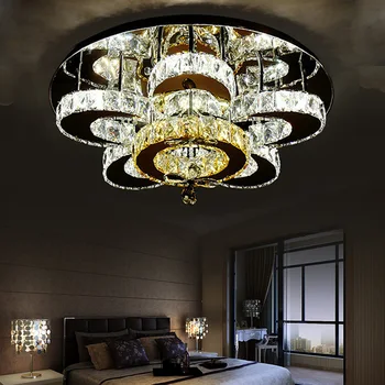 Nové Luxusné Kvetinové Tvar Krištáľové Lustre Lampa stmievateľné Stropné Svietidlá Kolo lesk Obývacia Izba Hotel Svetlá LED Lampa