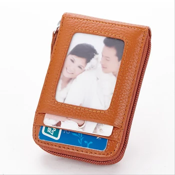 Nové Luxusné Originálne kožené unisex úverové ID držiteľa karty so zipsom fotografia držiteľa pre mužov, ženy dizajnér karty prípade peňaženky