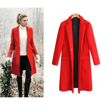 Nové Manteau femme 2017 Jeseň Zima Ženy Prešívaný Slim Elegantné Červené Chic Lady Kabát, Bundu Jednoduché vrchné oblečenie casaco feminino