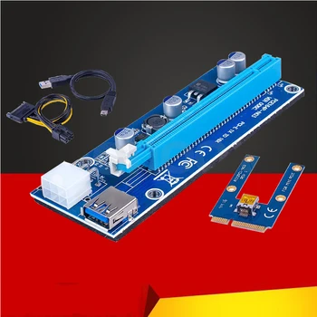 Nové Mini PCI Express PCI-E Stúpačky Karty PCIe 1x až 16x Adaptér s SATA 6pin Kábel USB Podstavec Pre Bitcoin Baník BTC Stroj Ťažba