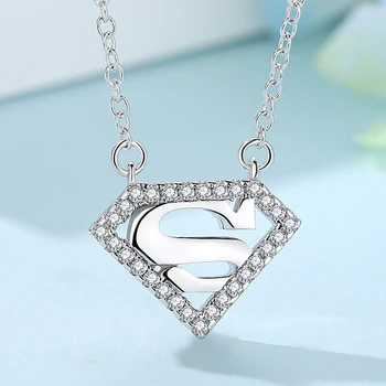 Nové Modely 925 Sterling Silver Módne Šperky Jasné, CZ Superman Prívesok Náhrdelníky Pre Ženy Strany Šperky
