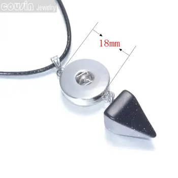 Nové Modely DIY 18 mm Modul tlačidlo šperky, Prírodný Krištáľ kameň Šidlo prívesok z náhrdelník s čierny kožený náhrdelník