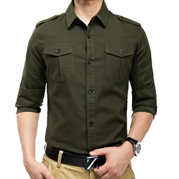 Nové modely vojenskej vintage slim fit tričko s dlhým rukávom causaul košele Žltá Army zelená M-XXXL A6620