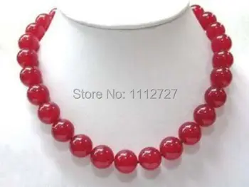 Nové módne 10 mm Červená Chalcedony Korálky Šperkov Náhrdelník Módne Šperky Deň matiek darčeky Prírodného Kameňa 18