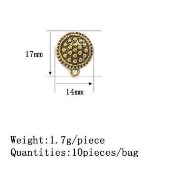 Nové Módne 17 mm 10pieces/taška Zliatiny Zinku Gold okolo Kvetov Náušnice Base Konektory Linkers pre DIY Náušnice Šperky Príslušenstvo