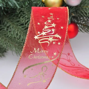 Nové Módne 6.3 cm x 200 cm Červená Farba Vianočný Stromček Stuhy Party Dekorácie Dodanie Vianoce Luk Páse s nástrojmi
